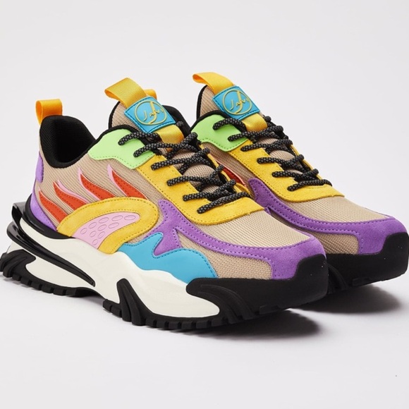 Vibrant Purple and Yellow Sneakers with Chunky Soles - Picture 10 of 10